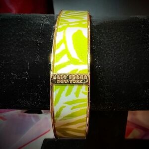 ✨Kate Spade Green And White Clamp Style Bracelet With Gold Tones